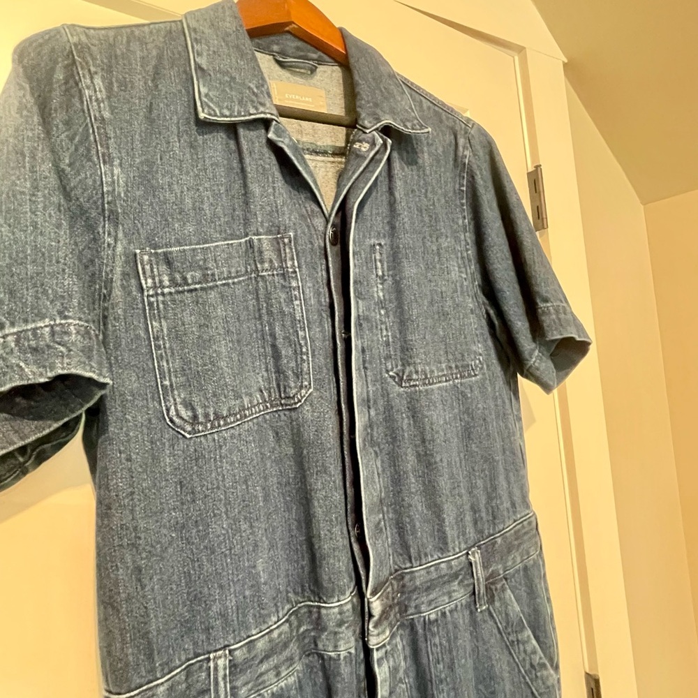 Everlane short sleeve denim coverall, size 12